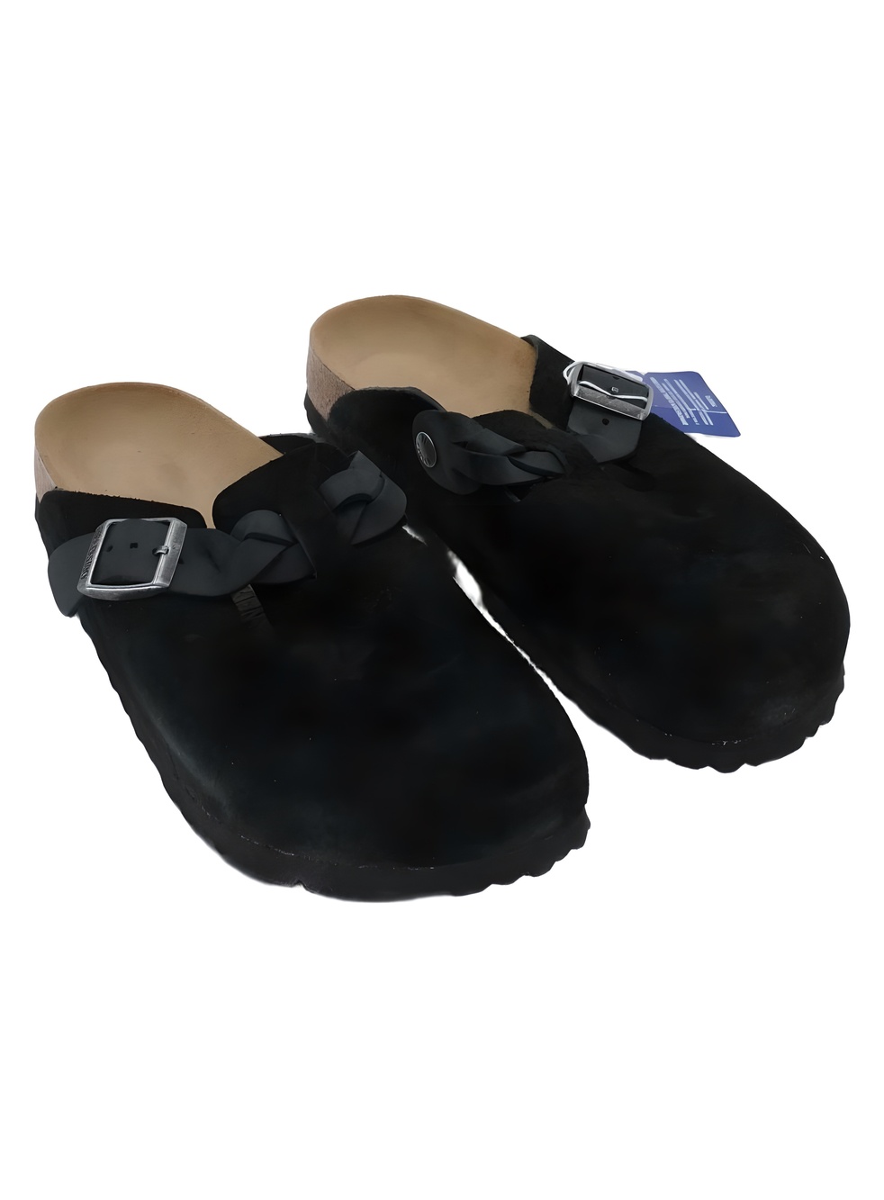 Birkenstock Boston Braided Black Suede Clogs Size 10